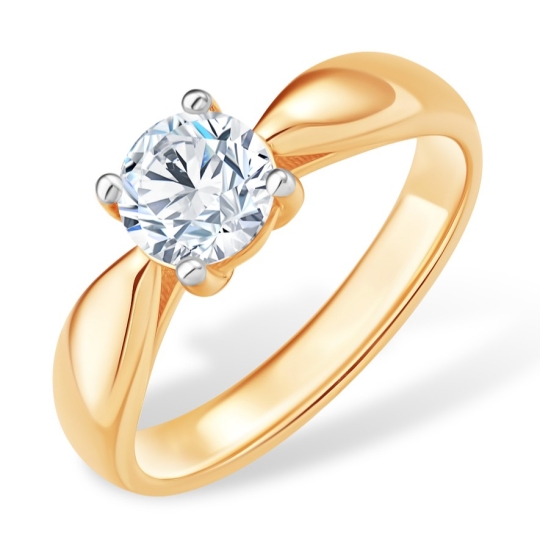 Кольцо из белого золота с выращенным бриллиантом