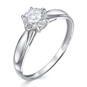 Кольцо из белого золота с выращенным бриллиантом