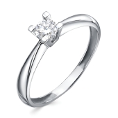 Кольцо из белого золота с выращенным бриллиантом