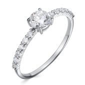 Кольцо из белого золота с выращенными бриллиантами