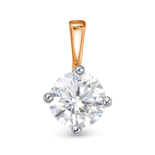 Подвеска из белого золота с выращенным бриллиантом