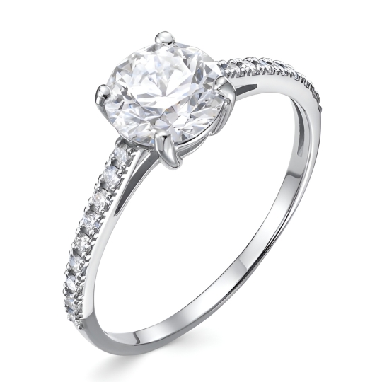 Кольцо-печатка из золота с фианитами