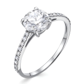 Кольцо из белого золота с выращенными бриллиантами