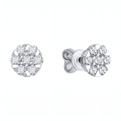 Серьги из белого золота с выращенными бриллиантами и рубинами