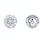 Серьги из белого золота с выращенными бриллиантами и рубинами