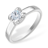 Кольцо из белого золота с выращенным бриллиантом