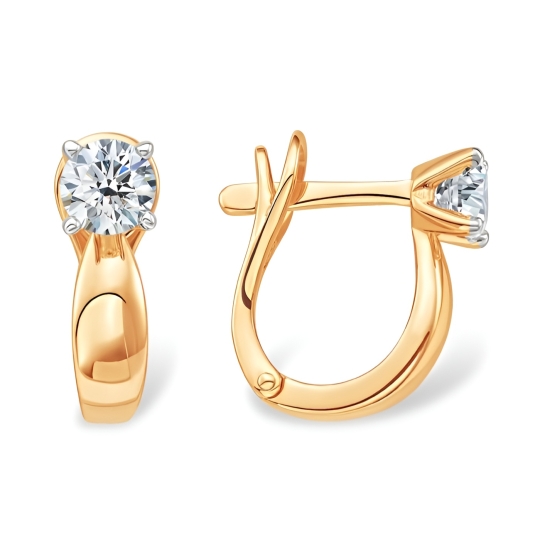 Серьги из белого золота с выращенными бриллиантами