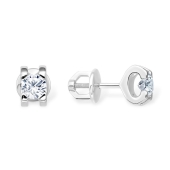 Серьги из белого золота с выращенными бриллиантами