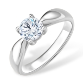 Кольцо из белого золота с выращенным бриллиантом