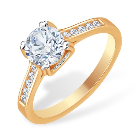 Кольцо из золота с бриллиантами и изумрудом