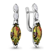 Серьги из серебра с султанитами и фианитами