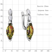 Серьги из серебра с султанитами и фианитами