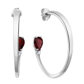 Серьги из серебра с гранатами и фианитами