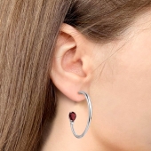 Серьги из серебра с гранатами и фианитами