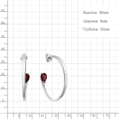 Серьги из серебра с гранатами и фианитами