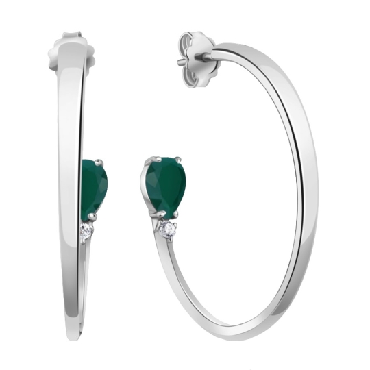 Серьги из серебра с гранатами и фианитами