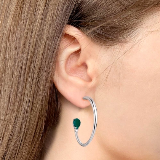 Серьги из серебра с гранатами и фианитами