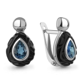 Серьги из серебра с топазами London и керамикой