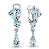 Серьги из серебра с топазами и фианитами