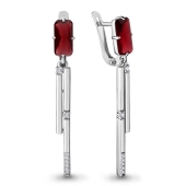 Серьги из серебра с ювелирными кристаллами и фианитами