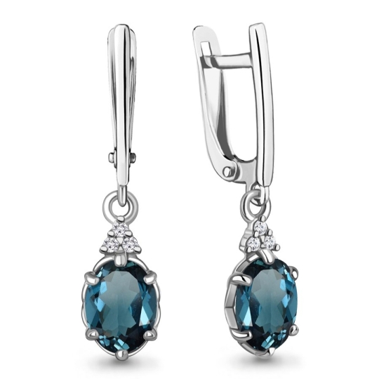 Серьги из серебра с фианитами