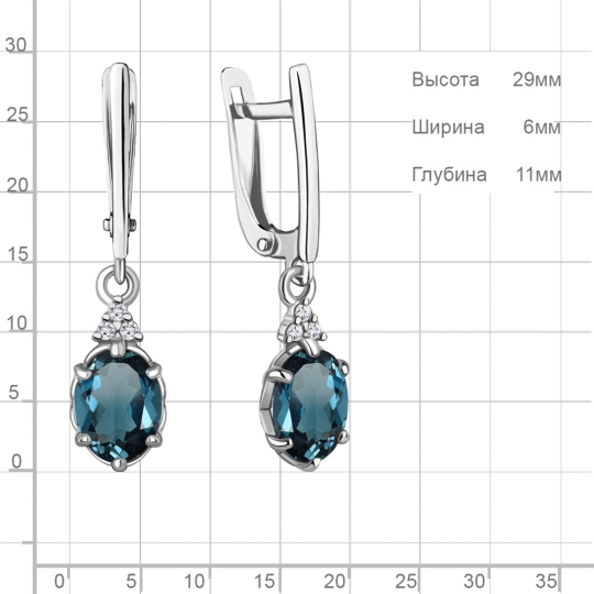 Серьги из серебра с фианитами