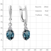 Серьги из серебра с топазами London и фианитами