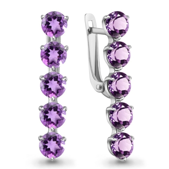 Серьги из серебра с фианитами "Лев"