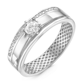 Кольцо из белого золота с фианитами