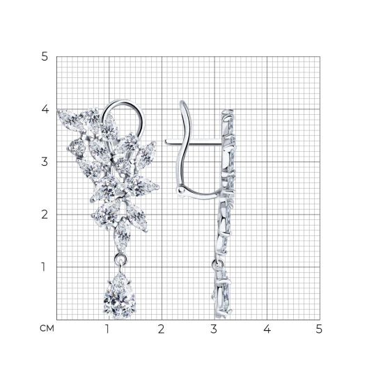 Серьги из серебра с фианитами