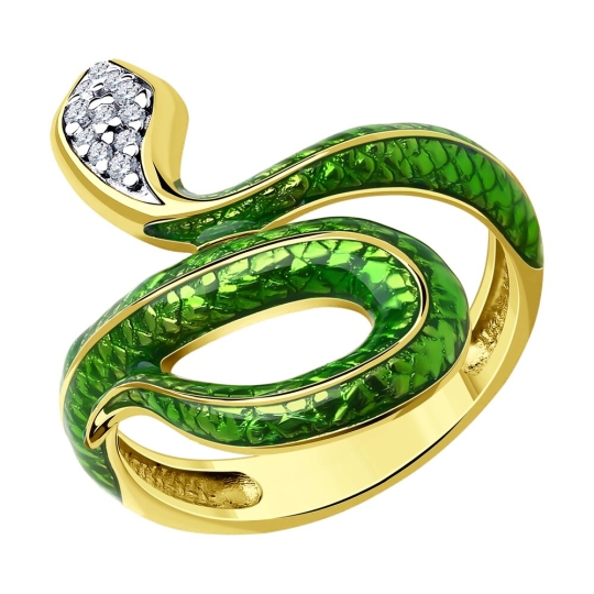 Кольцо из серебра с позолотой и раухтопазами