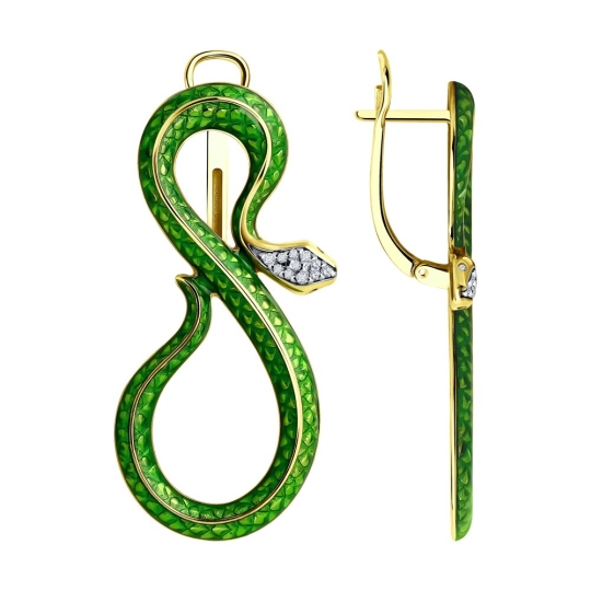 Кольцо из серебра с позолотой, эмалью и фианитами