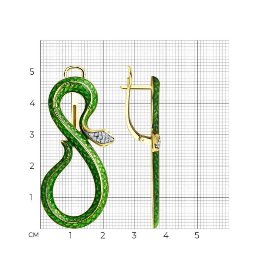Кольцо из серебра с позолотой, эмалью и фианитами