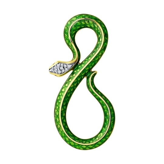 Кольцо из серебра с позолотой, эмалью и фианитами