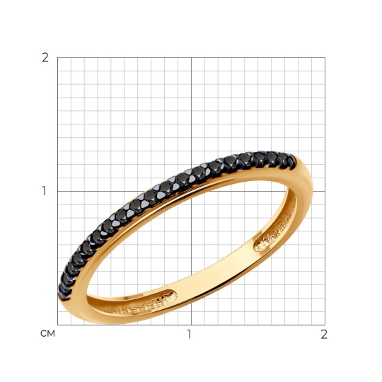 Серьги из серебра с позолотой и черными фианитами