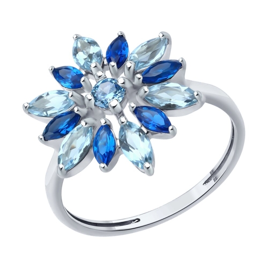 Серьги из серебра с топазами и фианитами