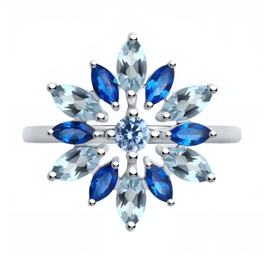 Серьги из серебра с топазами и фианитами