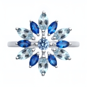 Кольцо из серебра с топазами и фианитами