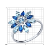 Кольцо из серебра с топазами и фианитами