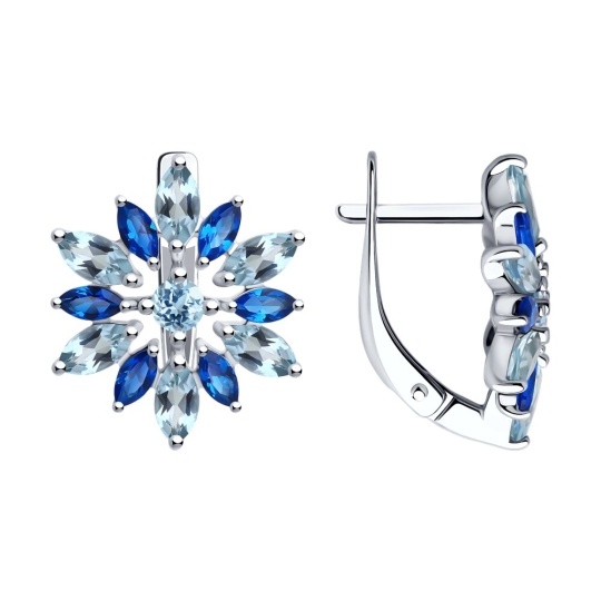 Серьги из серебра с фианитами