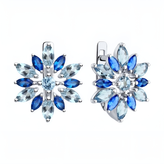 Серьги из серебра с фианитами