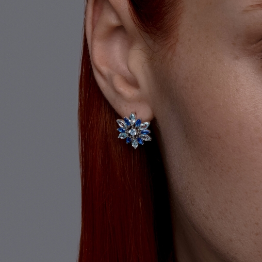 Серьги из серебра с фианитами