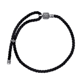 Браслет из текстиля с серебряными вставками 