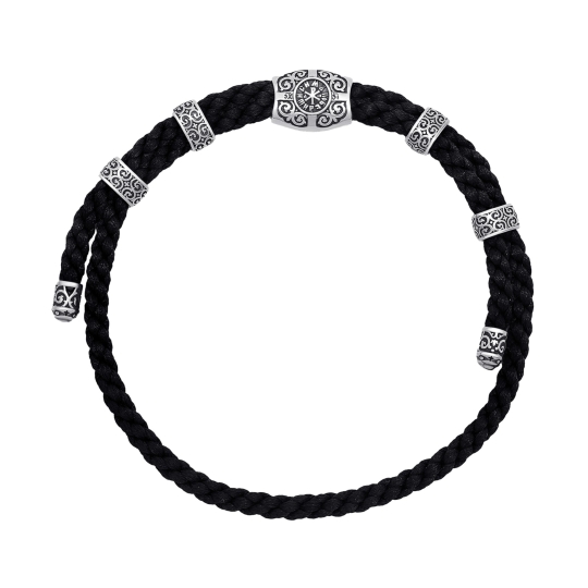 Браслет из текстиля с серебряными вставками