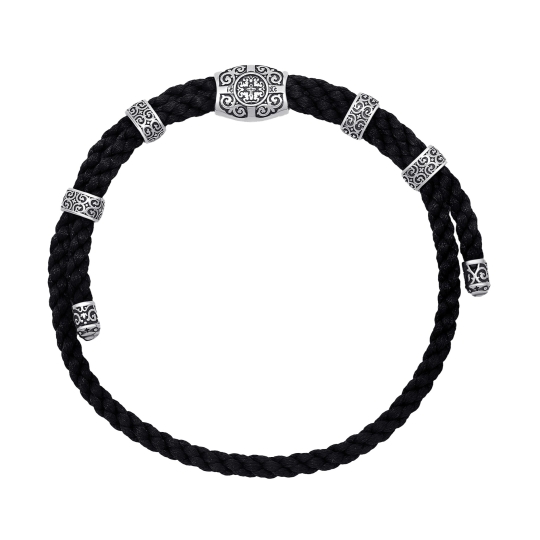 Браслет из текстиля с серебряными вставками