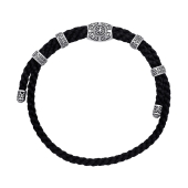 Браслет из текстиля с серебряными вставками