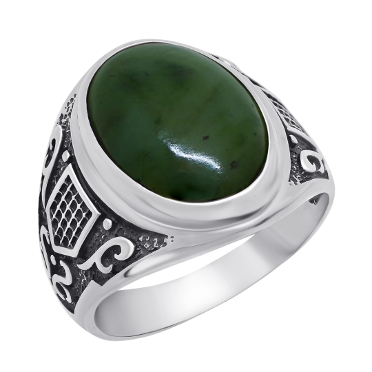 Кольцо из серебра с чернением и клинохлором