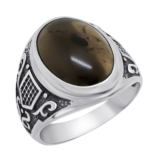 Кольцо из серебра с чернением и клинохлором