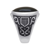 Кольцо из серебра с чернением и кварцем