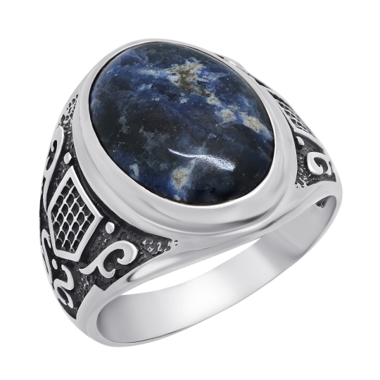 Кольцо из серебра с чернением и клинохлором